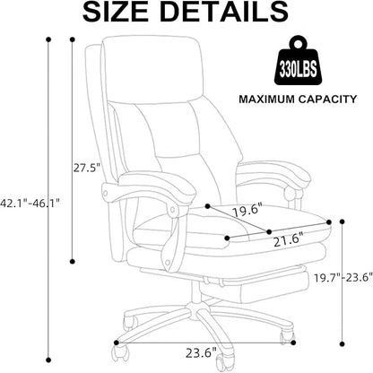Office Chair with Leg Rest Executive Desk Chairs with Wheels High Back Computer Gaming Chairs Adjustable Reclining Ergonomic Work Chair for Home Office