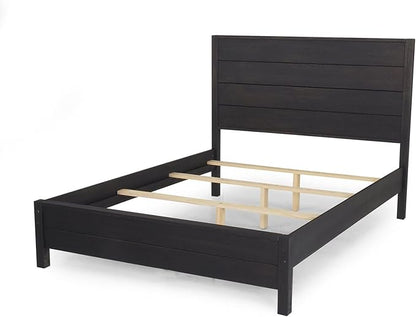 Grain Wood Furniture Montauk Solid Wood Bed, Queen Size, Farmhouse Black