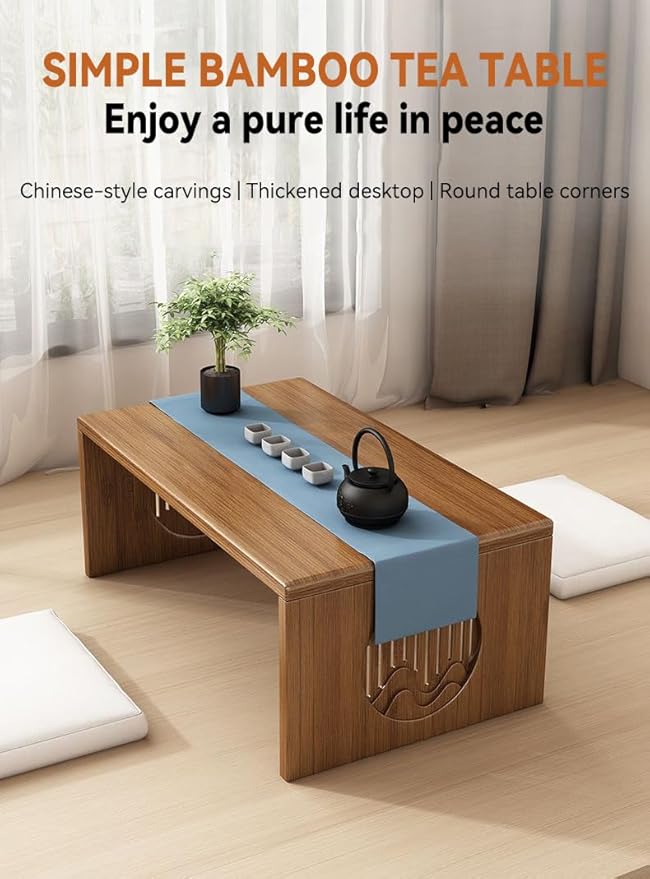 Japanese Folding Coffee Table, Low Coffee Table for Sitting on The Floor, Japanese Floor Table No Assembly Small Coffee Tables for Living Room Tatami Tea Room Dining Bedroom 31.5 Inch