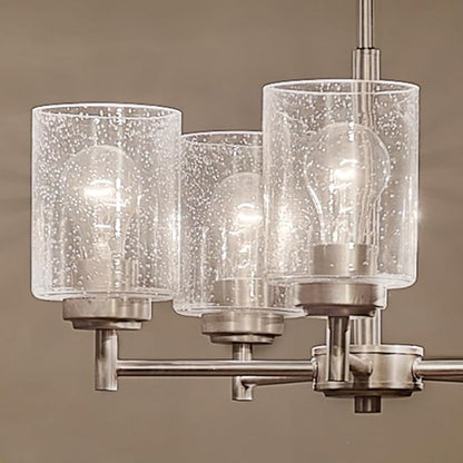 Kichler Winslow 19.75" Chandelier in Brushed Nickel, 5-Light Chandelier for Dining Room, Living Room, or Bedroom, Clear Seeded Glass, (19.75" W x 16" H), 44030NI