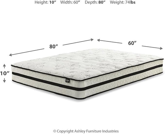 Signature Design by Ashley Queen Size Chime 10 Inch Medium Firm Hybrid Mattress with Cooling Gel Memory Foam for Pressure Relief, Fiberglass Free, Mattress In A Box