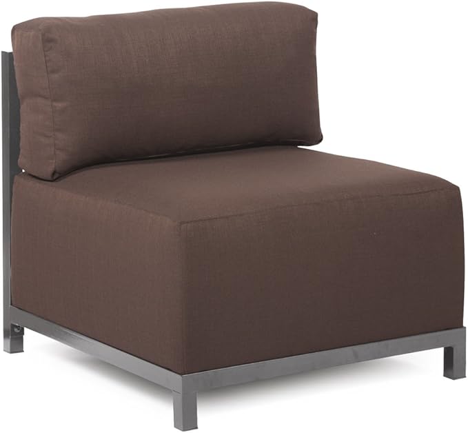 Howard Elliott Axis Chair with Cover for Both Indoor & Outdoor Seating, Cushioned Chair & Seating Titanium Frame Chair for Living Room, Office and Bedroom, 30.5 x 32.5 x 30 Inches, Sterling Chocolate