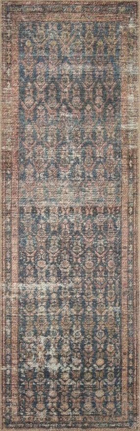 Loloi Amber Lewis Billie Collection, Ocean & Brick 2'-3" x 3'-9" Area Rug – Antique & Distressed Accent Rugs for Living Room, Bedroom, Entryway & Hallway, No Shed High Traffic Area Home Decor Rug