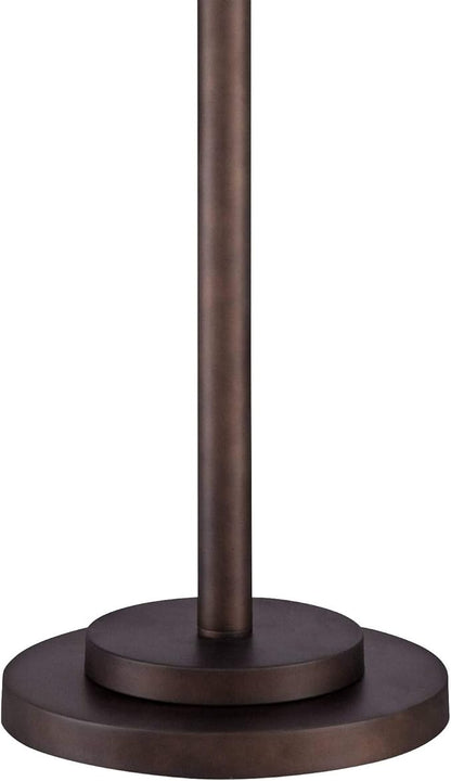 Possini Euro Design Garth Modern Industrial Standing Floor Lamp 63 1/2" Tall Oil Rubbed Bronze Brown Metal Burlap Fabric Drum Shade Decor for Living Room Reading House Bedroom Home Office House