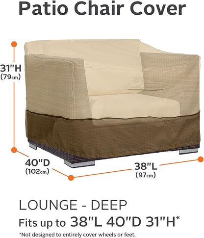 Classic Accessories Veranda Water-Resistant 38 Inch Deep Seated Patio Lounge Chair Cover, 2-Pack, Patio Furniture Covers