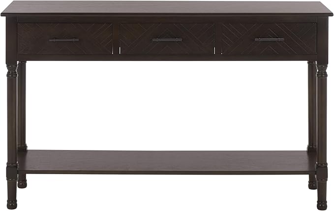 SAFAVIEH Home Collection - Peyton Dark Chocolate Console Table with 3 Drawers and 1 Shelf, Farmhouse Accent Entryway Table (CNS5705E)