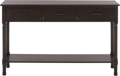 SAFAVIEH Home Collection - Peyton Dark Chocolate Console Table with 3 Drawers and 1 Shelf, Farmhouse Accent Entryway Table (CNS5705E)