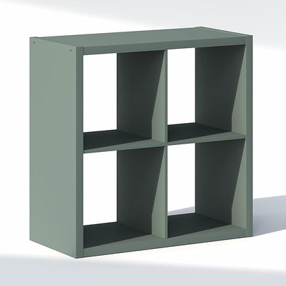 Furinno Cubic Closet Organizers and Storage, 4-Cube Closet Organizer, Open Shelf Closet Storage, Extra Thick Frame for Wardrobe, Bedroom, Living Room, Sage Green