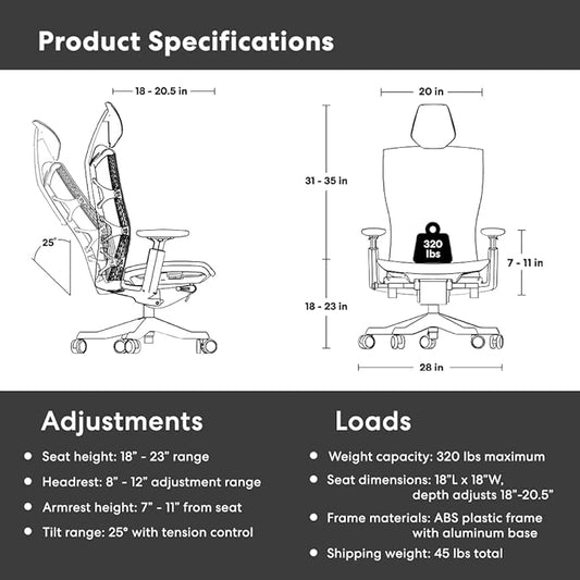 Autonomous ErgoChair Ultra 2 Ergonomic Office Chair Mesh Black Adjustable Lumbar Support, Rolling Swivel - Home office Desk Chairs with Wheels and Arms - Ergonomic Desk Chair Comfy for Gaming & Office