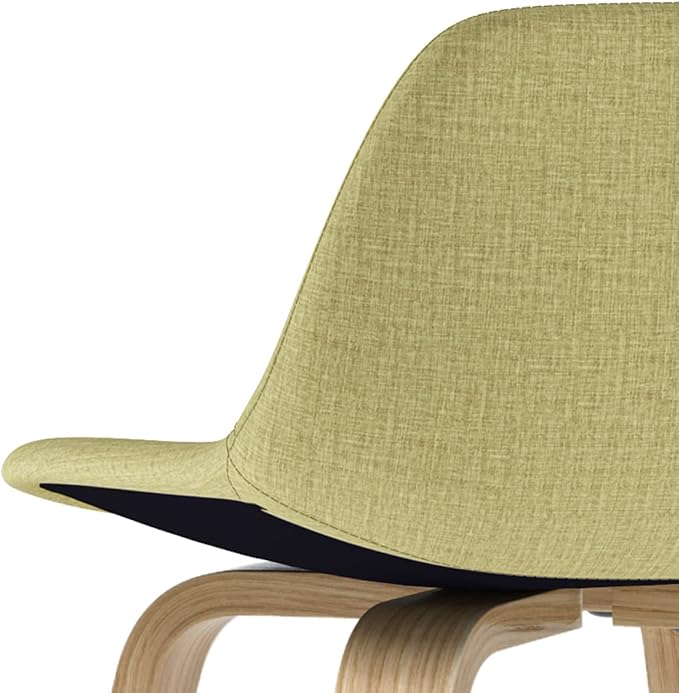 SIMPLIHOME Randolph Counter Stools (Set of 2) - 28 Inch Seat Height Upholstered Bentwood Kitchen Seats in Acid Green Linen Look Fabric, Mid Century Modern Seating with Curved Backrest and Footrest