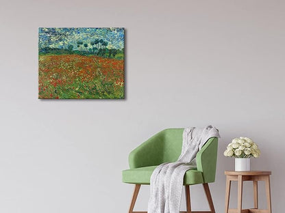 Wieco Art Large Poppy Field June 1890 Canvas Print of Vincent Van Gogh Wall Art Paintings Reproduction Field Pictures Artwork for Wall Decor and Home Decorations