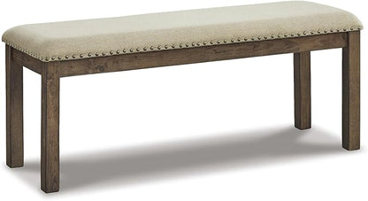 Signature Design by Ashley Moriville Casual Rustic Upholstered Dining Bench, Grey & Brown