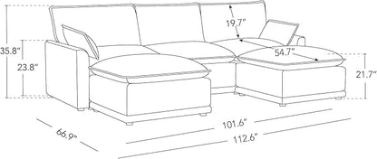 CHITA 113" Oversized Cloud Couch, Modern Modular Sectional Sofa Set for Living Room, 5 Seater U Shaped Sectional Couch, Taupe