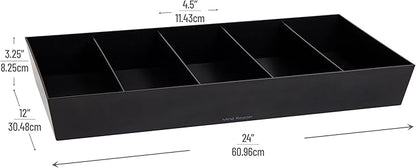 Mind Reader Snack Tray, Countertop Organizer, Snack Tray, Pantry, Breakroom, Kitchen, 24" L x 12" W x 3.25" H, Black