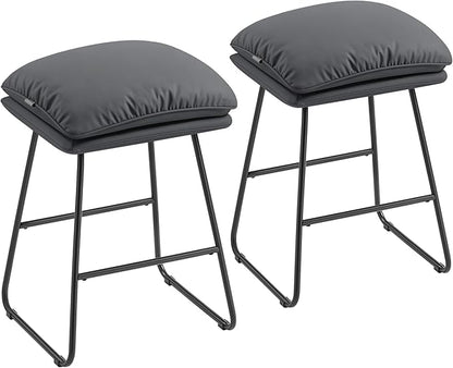 VASAGLE Bar Stools Set of 2, Counter Height Bar Stools, Leather Counter Stools Barstools with Soft Cushion and Metal Sled Legs, 25.6 Inches Bar Height Bar Chairs for Kitchen Island, Slate Gray