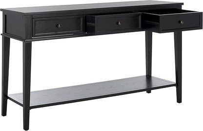 SAFAVIEH Home Collection Manelin Black/Antique Gold 3-Drawer Console Table for Living Room Foyer Bedroom Hallway Entryway Office