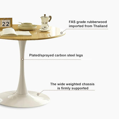 23.62" Small Round Dining Table for 2 – Durable & Well-Made Tulip Table with Sturdy Metal Frame, Compact 2-Seater Kitchen or Dining Room Table for Small Spaces, Apartments, Café, Restaurant, Office