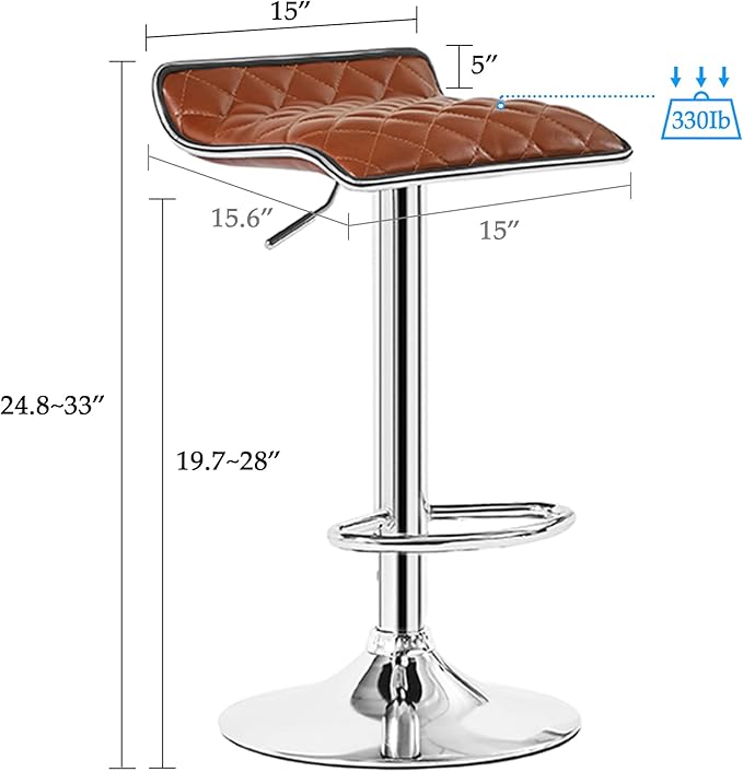 VECELO Adjustable Bar Stools Set of 2, Bar Height Stools for Kitchen Counter