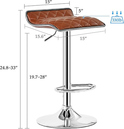 VECELO Adjustable Bar Stools Set of 2, Bar Height Stools for Kitchen Counter