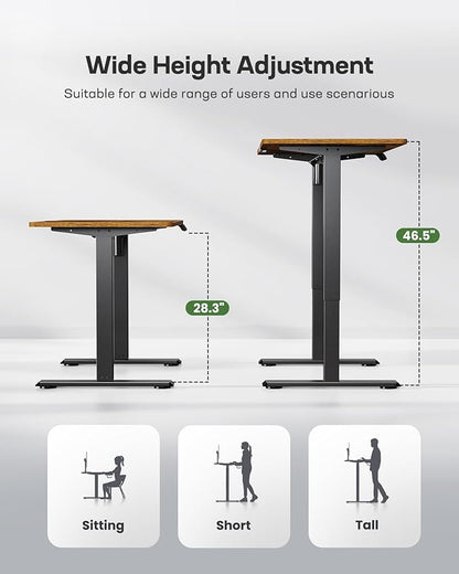 Marsail Electric Standing Desk – 48×24 Inch Adjustable Height Desk for Home & Office, Equipped with 4 Memory Presets, Headphone Hook & Cable Organizer, Rustic Brown Finish