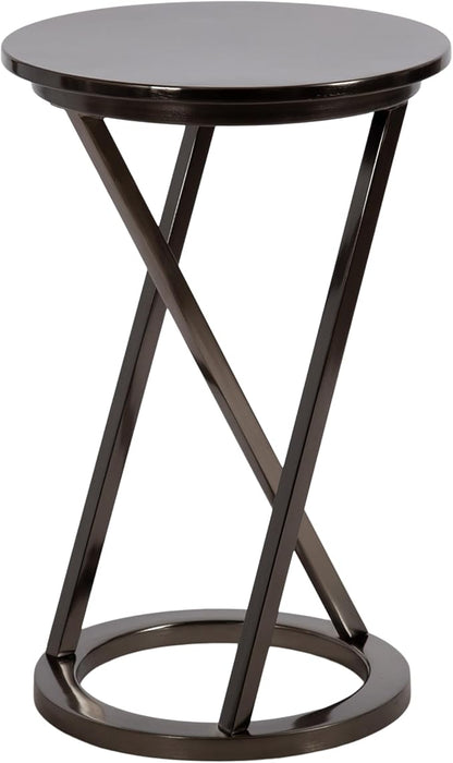 Kate and Laurel Aja Modern Metal Round Side Table; 15 x 15 x 23; Gray Gunmetal; Decorative Geometric End Table with Unique Slanted Legs for Use as Bedroom Nightstand or Living Room Indoor Plant Stand