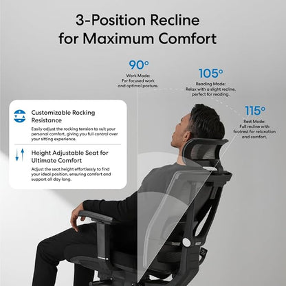 Autonomous ErgoChair Pro Ergonomic Office Chair Mesh Black Adjustable Lumbar Support, Rolling Swivel - Home office Desk Chairs with Wheels and Arms - Ergonomic Desk Chair Comfy for Gaming & Long Hours