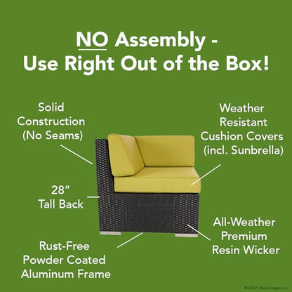 7-Piece Outdoor Patio Wicker Furniture Set, No-Assembly Sectional Sofa with Weather-Resistant Cushions, All-Weather Conversation Set (Supercrylic Gray)