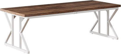 Tribesigns 78.74-Inch Large Executive Desk, Industrial Home Office Computer Desk, Simple Long Writing Study Table Business Furniture (Rustic Brown/White)