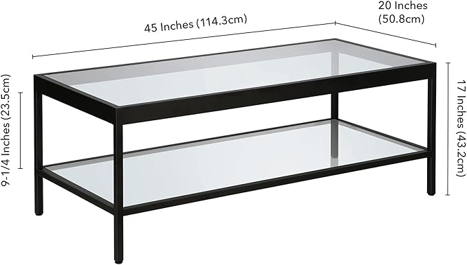 Henn&Hart 45" Wide Rectangular Rectangular Coffee Table in Blackened Bronze, Modern Rectangular Coffee Tables for living room, studio apartment essentials