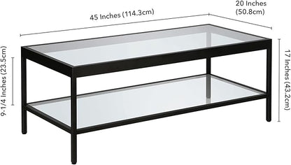 Henn&Hart 45" Wide Rectangular Rectangular Coffee Table in Blackened Bronze, Modern Rectangular Coffee Tables for living room, studio apartment essentials