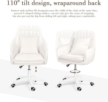 Cute Office Chair Home Computer Chairs Adjustable Task Chairs Modern Office Chair Makeup Chair 360° Swivel Computer Chair Mid Back Chair.