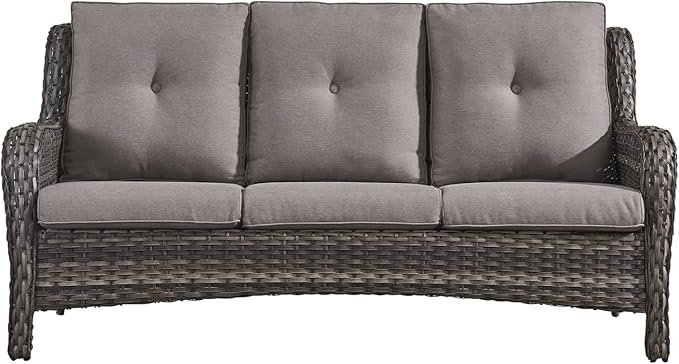 HUMMUH 5 Pieces Outdoor Furniture Patio Furniture Set Wicker Outdoor Sectional Sofa with Swivel Rocking Chairs,Patio Ottomans