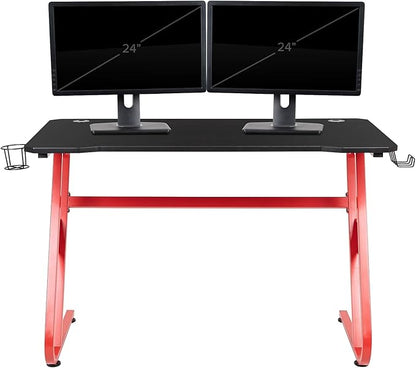 Flash Furniture Fisher Red Gaming Ergonomic Desk with Cup Holder and Headphone Hook