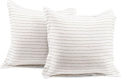 Lush Decor Hygge Geo Reversible 5 Piece Comforter Set, King, Taupe & White