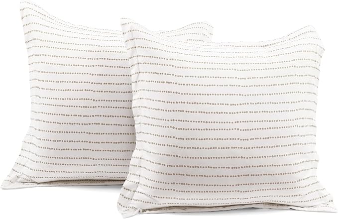 Lush Decor Hygge Geo Reversible 5 Piece Comforter Set, Full/Queen, Taupe & White