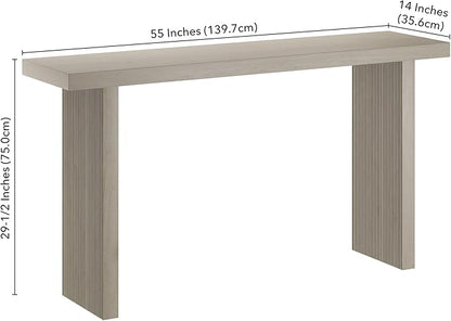 Henn&Hart 55'' Wooden Rectangular Fluted Console Table Entryway Table, Sofa Table for Entryway, Living Room, Couch, Hallway, or Office, Alder White