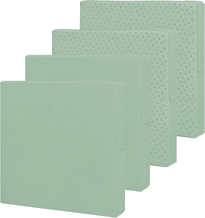 Easy-Going Waterproof Patio Cushion Covers 22x20x4 inch 4 Pack Replacement Non-Slip Outdoor Seat Cushion Slipcover with Zipper. Greyish Green