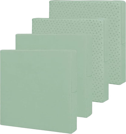 Easy-Going Waterproof Patio Cushion Covers 22x20x4 inch 4 Pack Replacement Non-Slip Outdoor Seat Cushion Slipcover with Zipper. Greyish Green