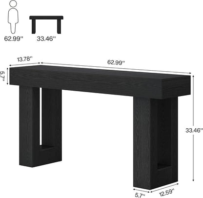 Tribesigns Console Table, 63" Farmhouse Entryway Table, Rectangular Wooden Accent Console for Entrance, Hallway & Living Room (Black)