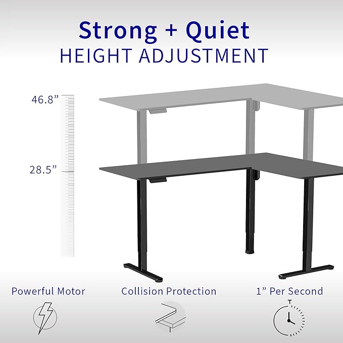 VIVO Corner Standing Desk, 63 x 55 inch Reversible L-Shaped Workstation, Electric Height Adjustment, Home, Office, and Reception Rooms, White Table Top White Frame, DESK-E3CTW