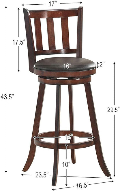 COSTWAY Bar Stools Set of 2, Counter Height Dining Chair, Fabric Upholstered 360 Degree Swivel, PVC Cushioned Seat, Perfect for Dining and Living Room (Height 29.5''-Set of 2)