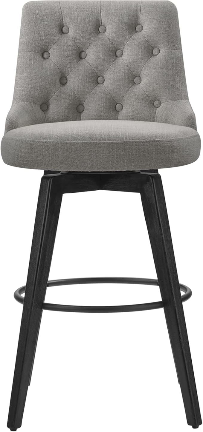 Watson & Whitely Bar Stools, 360° Swivel Upholstered Bar Stool with Back, 30" H Bar Height Barstools, Set of 2, Performance Fabric in Flint Grey