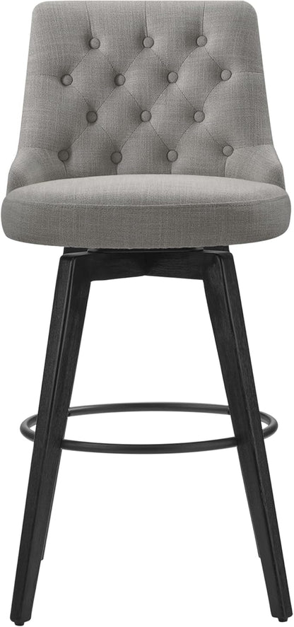 Watson & Whitely Bar Stools, 360° Swivel Upholstered Bar Stool with Back, 30" H Bar Height Barstools, Set of 2, Performance Fabric in Flint Grey