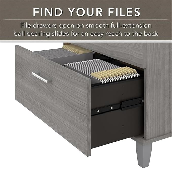 Pemberly Row 2 Drawer Lateral File Cabinet in Platinum Gray - Engineered Wood