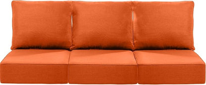 Luxury 24x24x6 Inch Patio Chair Cushions Set of 3 - Memory Foam Deep Seat Water-Resistant Patio Cushion for Lawn Dining Rocking Swivel Chairs Loveseat 3-Seater Sectional Sofa - Orange
