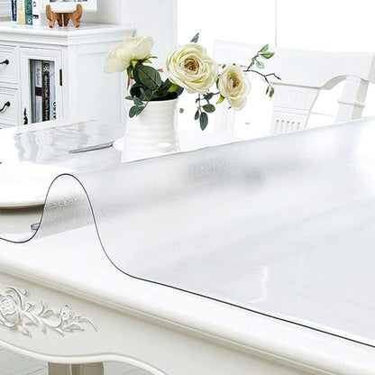 NECAUX Custom Multisize 1.5mm Thick Frosted PVC Table Cover Protector - 48 x 66 Inch Waterproof Large Wood Furniture Office Desk Protective Plastic Dining Coffee End Tabletop Pad