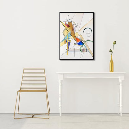Wieco Art Framed Canvas Wall Art Gewebe 1923 by Wassily Kandinsky Abstract Classic Famous Paintings Reproductions Canvas Wall Art for Home Decoration Office decorationsand