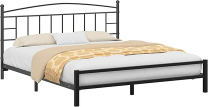 VECELO Metal King Size Headboard, Heavy Duty Curved Headboard Only Height Adjustable, Easy to Assembly, Modern Farmhouse Style Arching Lines Design for Bedroom - Black, King