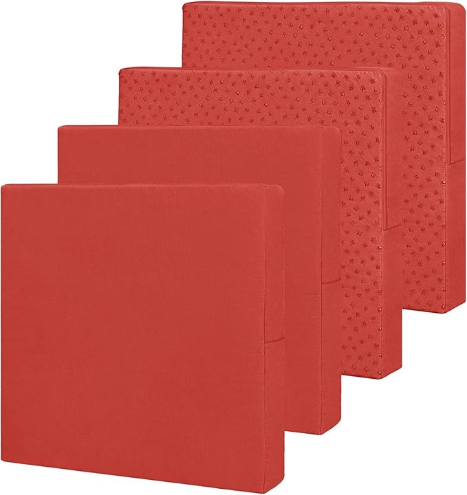 Easy-Going Waterproof Patio Cushion Covers 22x22x4 inch 4 Pack Replacement Non-Slip Outdoor Seat Cushion Slipcover with Zipper. Terra Red