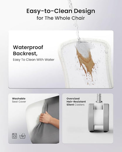 ProtoArc Ergonomic Office Chair - Flexer Desk Chair with Foam Cushion Sliding Seat, Advanced Airflow Mesh, Adjustable Armrest, Swivel Computer Chairs for Home Office - White